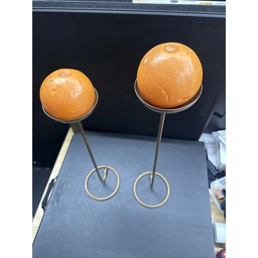 Set Of Two Vintage Mid Century Swedish Brass Candle Holders
